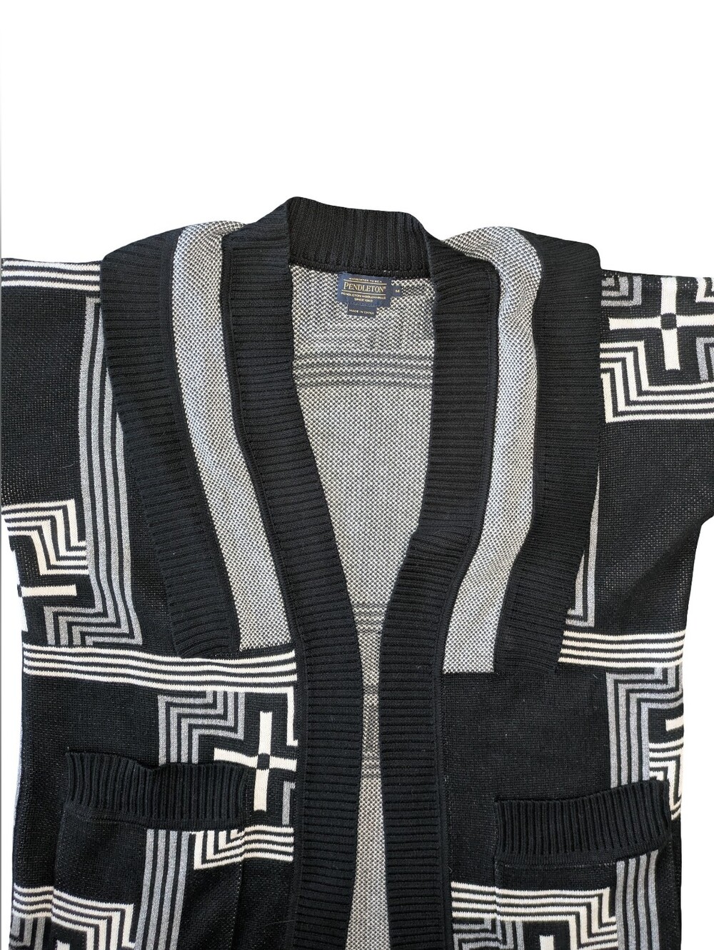 Pendleton Western Aztec Kimono Cardigan Medium Cotton Cozy Longline Oversized - Picture 2 of 7